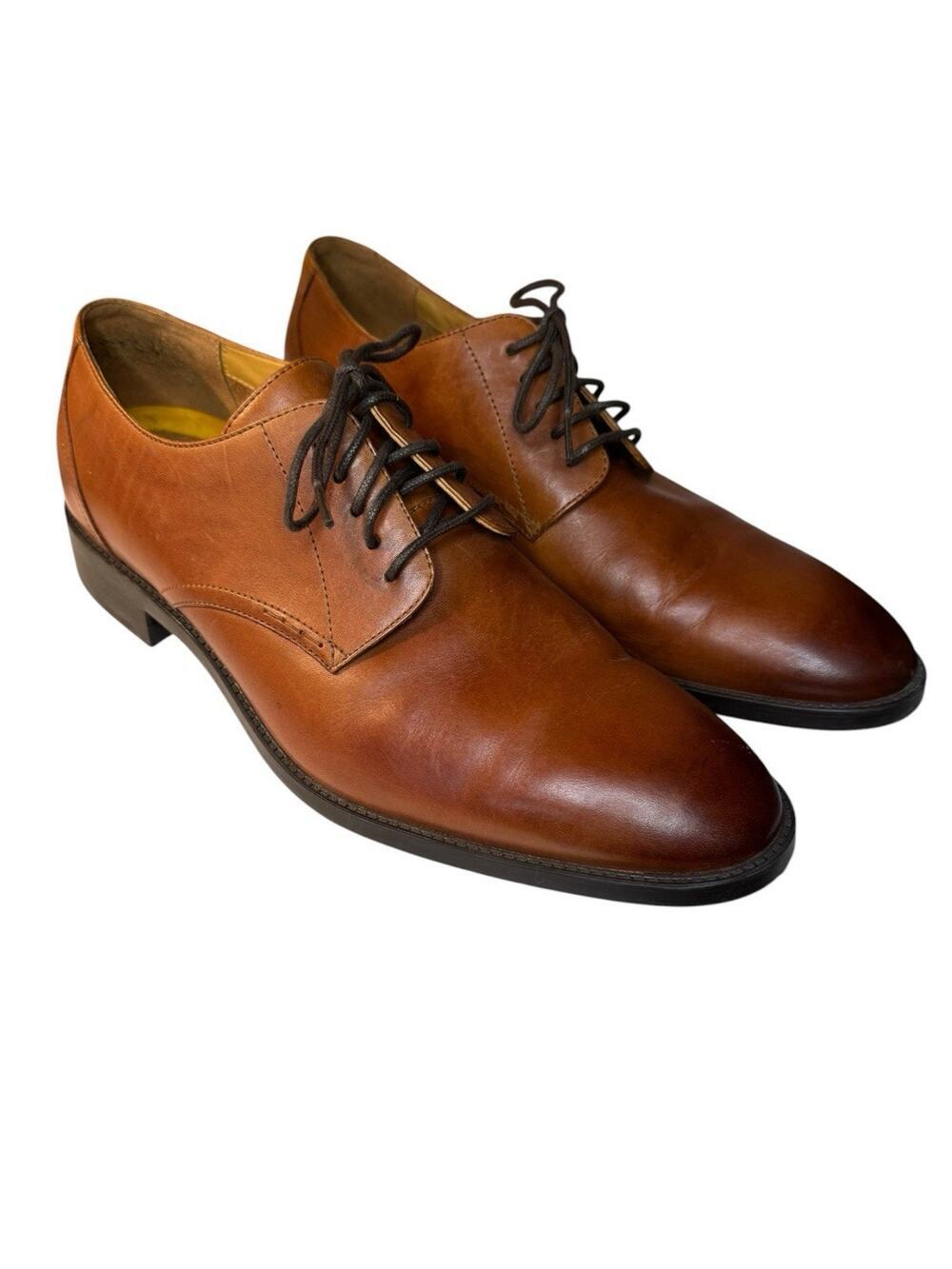 Cole Haan Men's Hawthorne Plain Oxford Dress Shoes 9.5M Brown Leather Lace Up